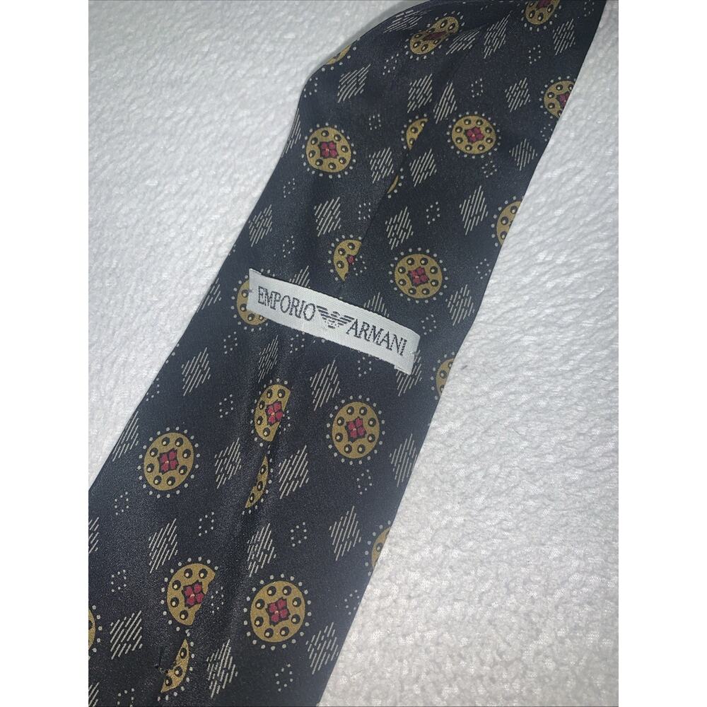 Emporio Armani‎ All Silk Tie Made In Italy Black Graphic - Picture 4 of 5